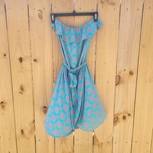 Strapless Sundress, Medium, Teal & Orange